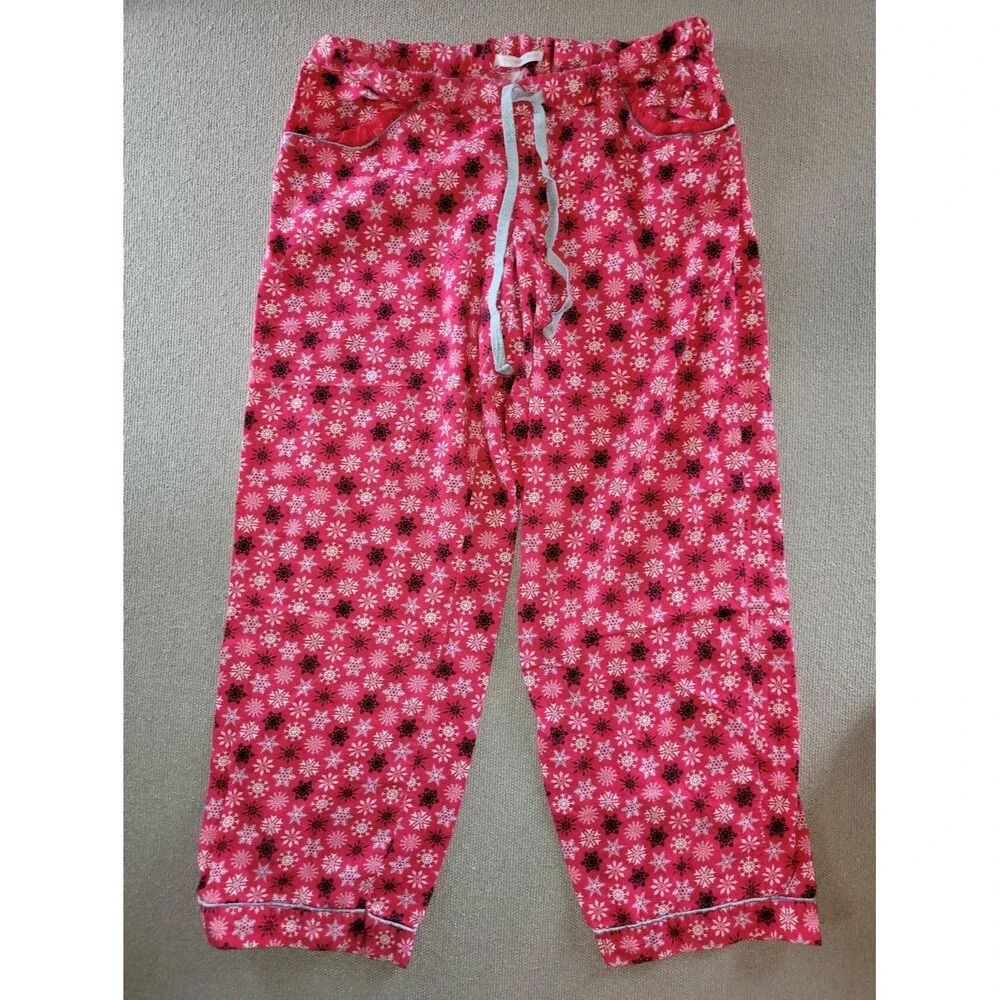 Victoria’s Secret Size Large Red Snowflake Drawstring Pajama Pants